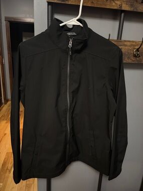 Elevate Women's Lightweight Black Shirt Jacket - Stand Collar Zip